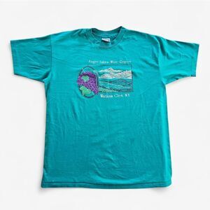 Vintage 1989 Finger Lakes Wine Region Single Stitch Haines Graphic Tee Shirt XL